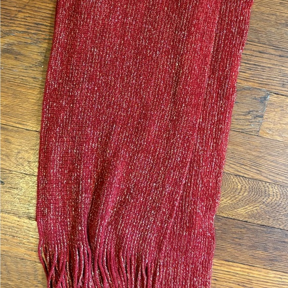 Cejon Women’s Gold and Red Scarf with Fringe - Picture 7 of 10